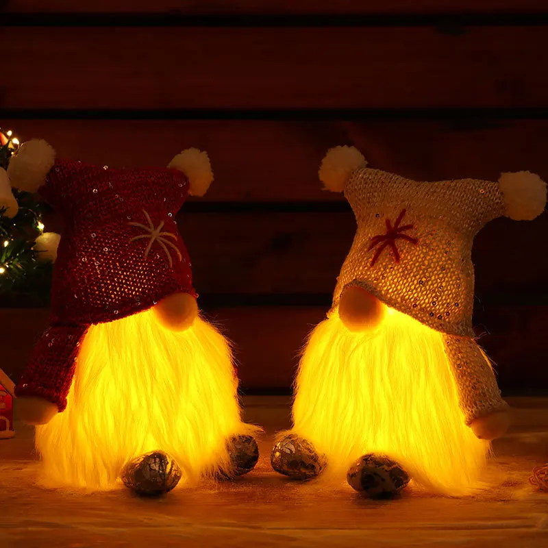 

New Year 2022 Christmas Decorations for Home Santa Claus Glowing Dwarf Faceless Doll Window Ornaments Children Gift Toys Navidad