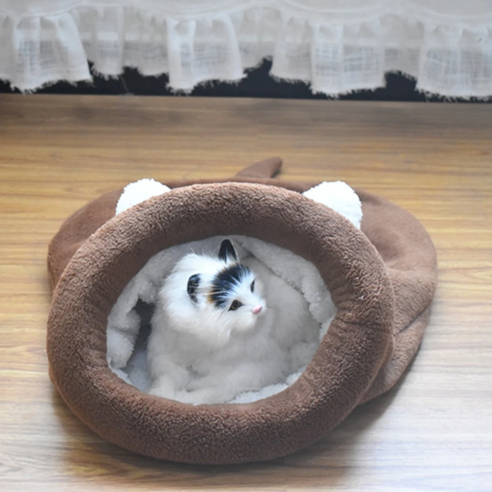 Кошка пещера дом для маленького среднего кота зимнее гнездо подушка коврик щенок