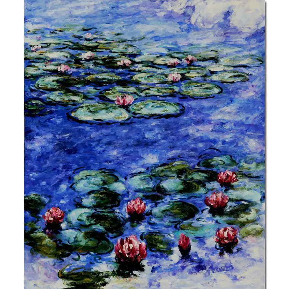 

Decorative Art Water Lilies Blue Claude Monet Painting Canvas Handmade Oil Impressionist Artwork Landscape Bedroom Wall Decor