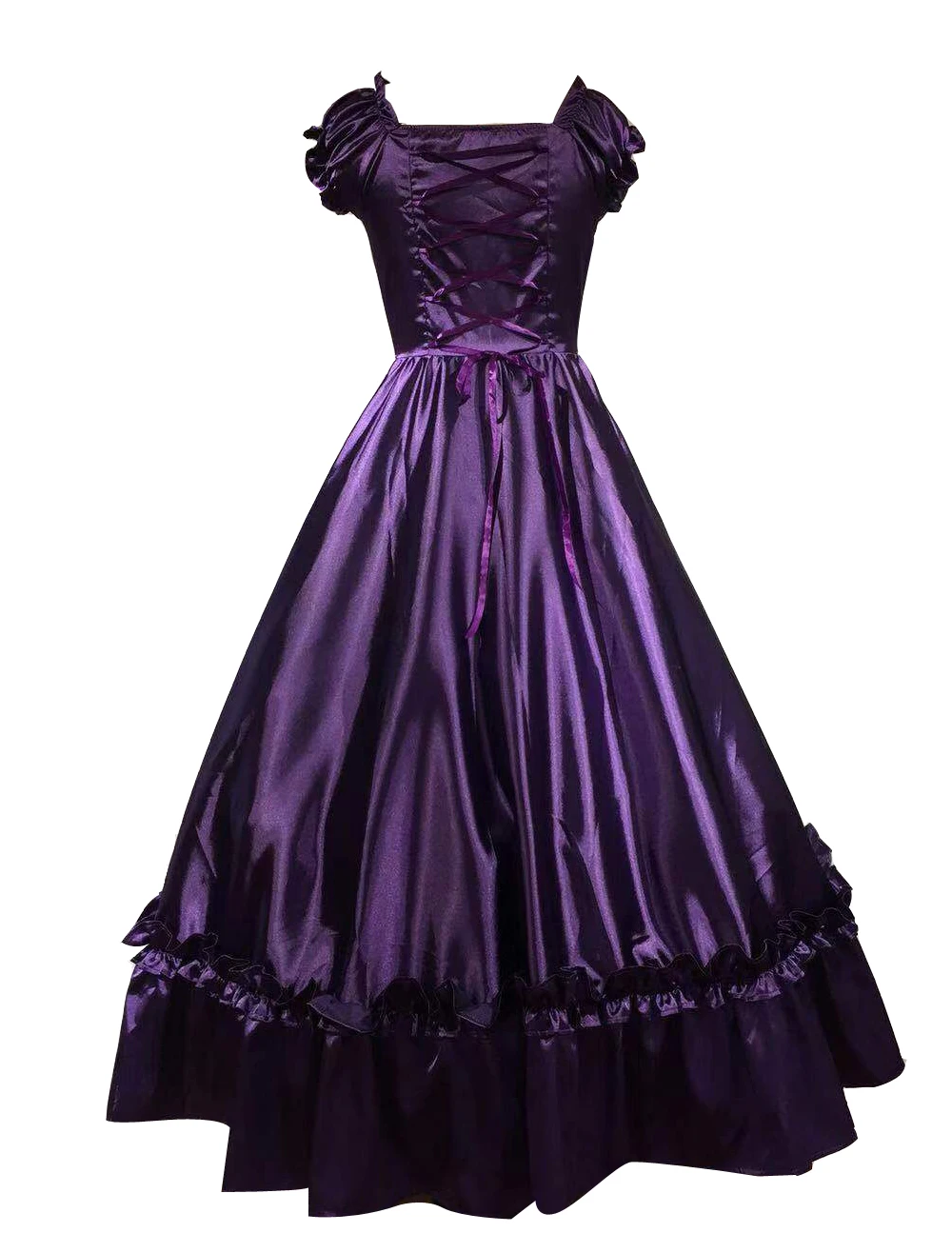 Женское винтажное атласное платье макси с оборками в стиле ретро Викторианского