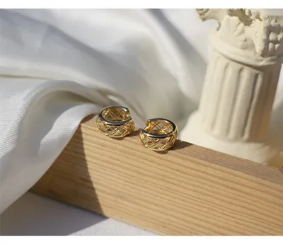 1 pair gold 8.5mm Серьги из стерлингового серебра 925 пробы, модные, индивидуальный дизайн, полый, сетчатый, тканый, крест, круг, кольцо для ушей, кость, пряжка, для девушек, серебряные серьги jewe - Окраска металла: 1 pair gold 8.5mm
