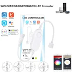 Светодиодная лента Tuya Smart Life, регулятор яркости, 12 в пост. Тока, 24 в пост. Тока, 5 в пост. Тока, USB, Wi-Fi, 5050 RGBRGBWRGBCCT, Одноцветный контроллер для Alexa Google