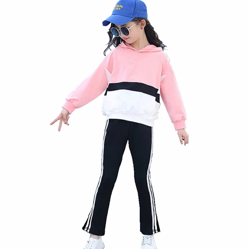 Модная одежда для девочек осенний комплект одежды с длинным рукавом детей 4 6 8 10 12