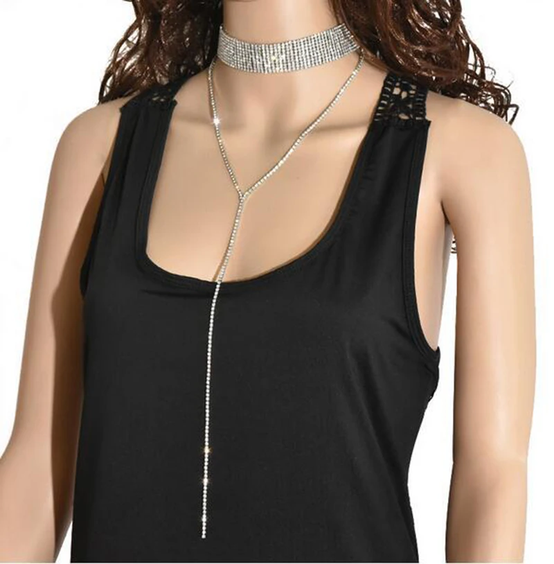 Стразы чокер кристалл драгоценный камень роскошный воротник массивное ожерелье