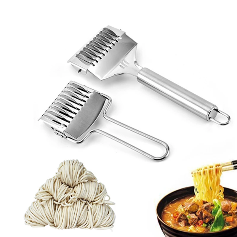 

Stainless Steel Handheld Noodle Cutter Maker Manual Handle Instant Noodles Spaghetti Dough Rolling Cutting Knife Kitchen Gadget