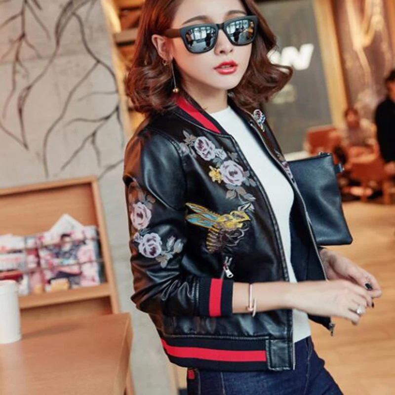 Короткий жакет женский 2019 Новый Весна и осень искусственная кожа куртка с
