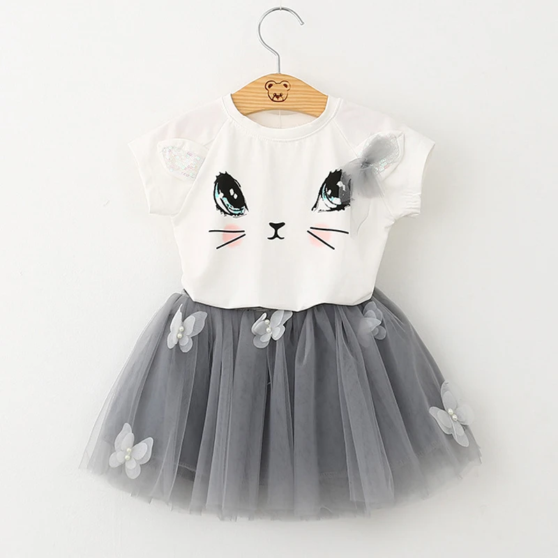 Летние комплекты одежды для девочек 2020 г. Милая модная футболка принцессы с