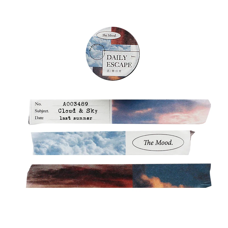 

15MM*3M Japanese Paper Masking Tape Sky Sea Clouds Bullet Journaling Accessories Tearable Hand Account Deco Stickers Aesthetic