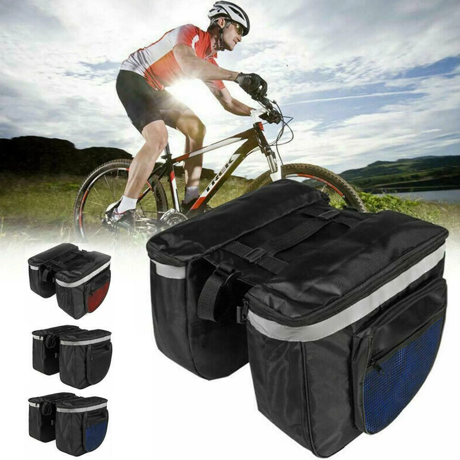 

Double Pannier Waterproof Bag Bike Bicycle Cycling Rear Seat Carrier Trunk Pack