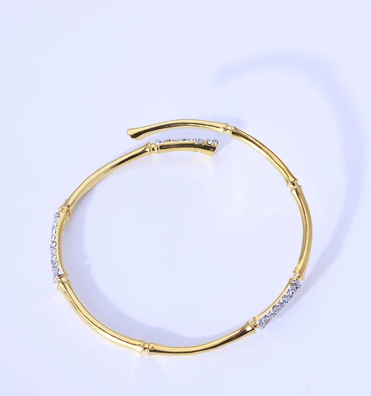 

Fashion, personality, glossy bamboo modeling, inlaid with zircon opening Bracelet