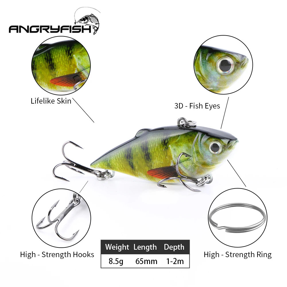 

ANGRYFISH Hot Sale 5pcs Fishing Lure Set 8g 60mm Artificial Bait Lifelike Hooks with 5 Colors HF-001