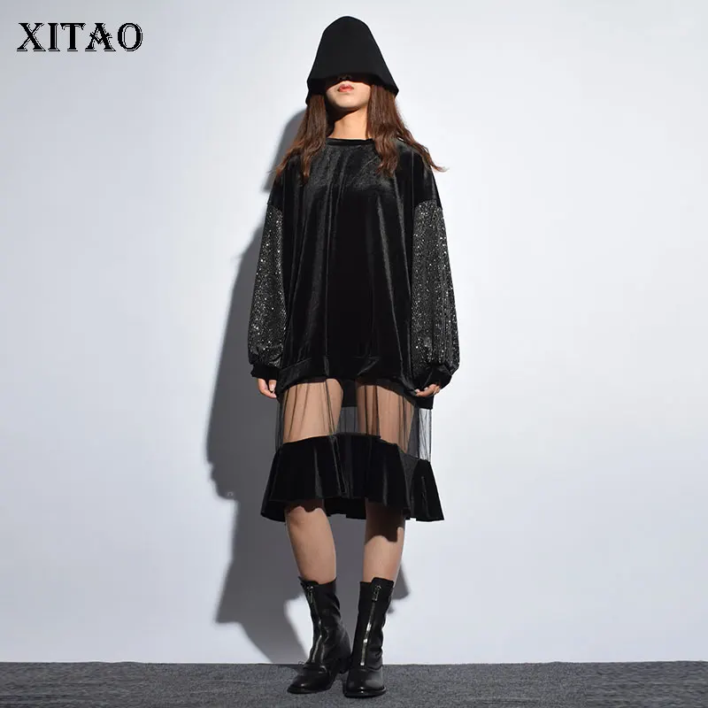 Женское платье средней длины XITAO элегантное плиссированное в Корейском стиле со