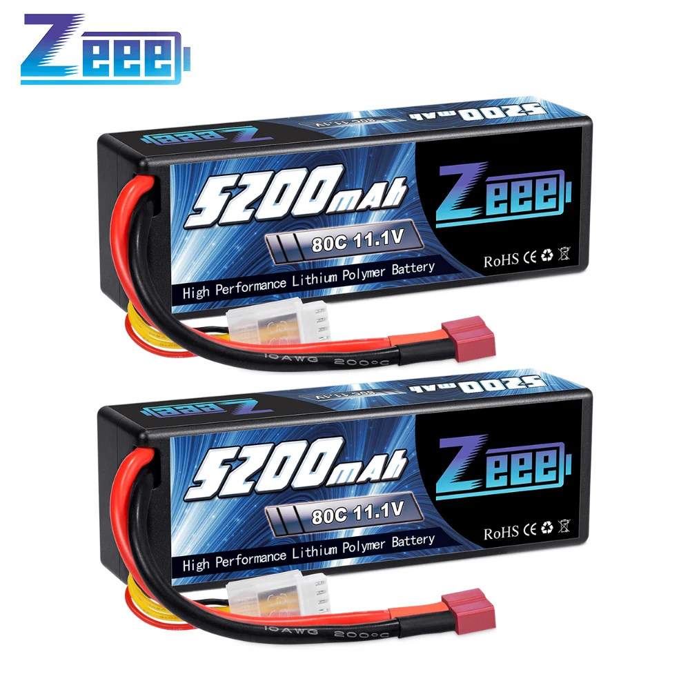 2 блока Zeee Lipo батарея 3S 11 1 В 80C 5200 мАч с разъемом Deans твердая для радиоуправляемого
