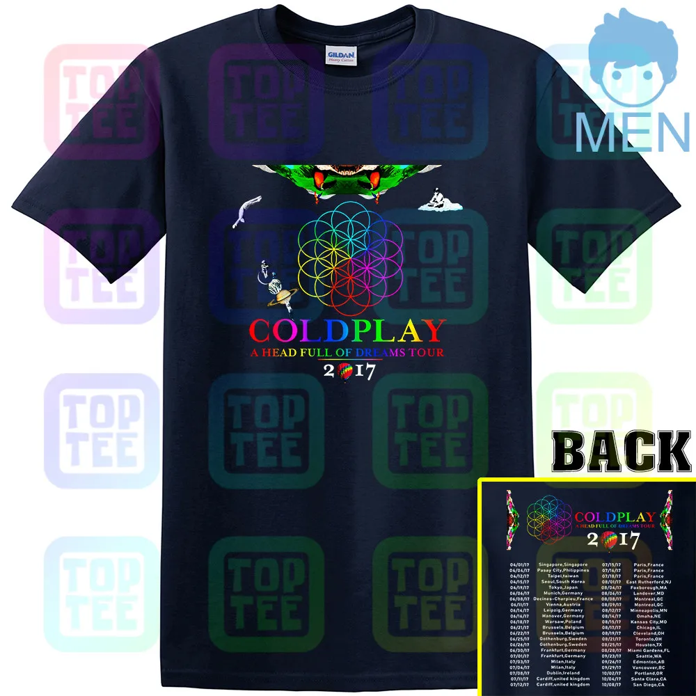Тёмно-синий Редкая! 69299-Coldplay Тур г. футболка Размеры S-3XL - Цвет: Тёмно-синий