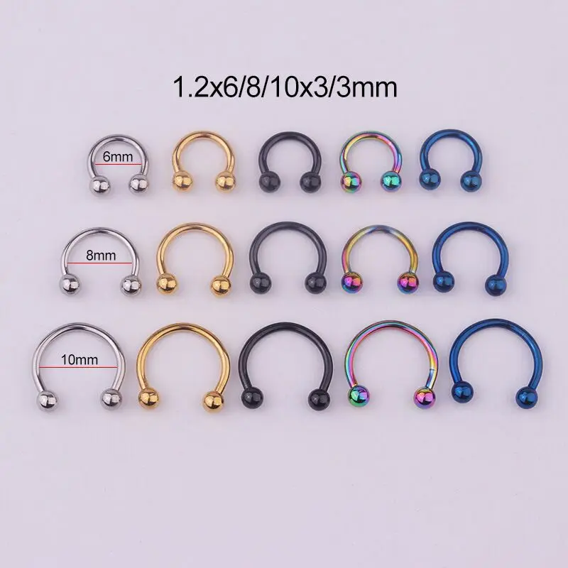 

1piece Fashion Stainless Steel Horseshoe Fake Nose Ring C Clip BCR Septum Lip Piercing Falso Nose Rings Hoop for Women Men