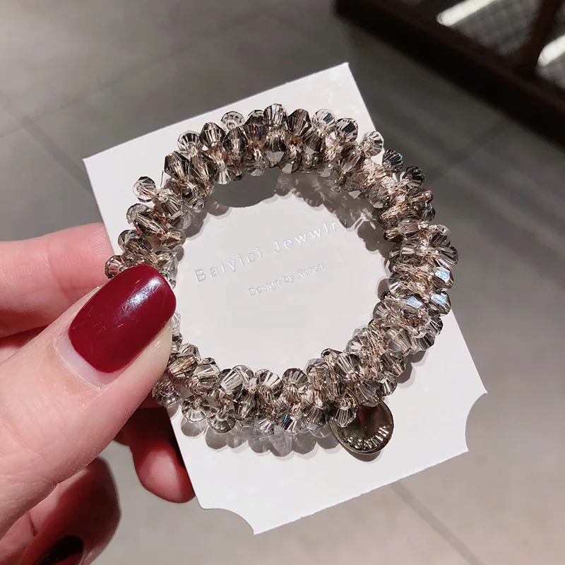 New Ruoshui Crystal Hair Ties - Pearl Elastic Hairband for Women, Girls Scrunchies Rubber Band - Hair Accessories Headwear Ornament image 3