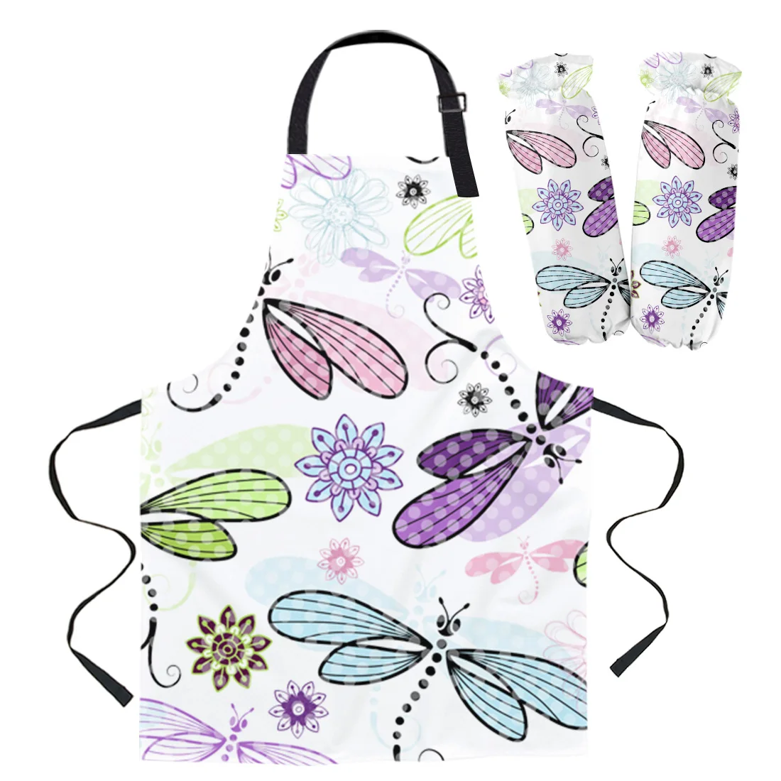 Весенний фартук в горошек с изображением стрекозы для кухни домашней выпечки