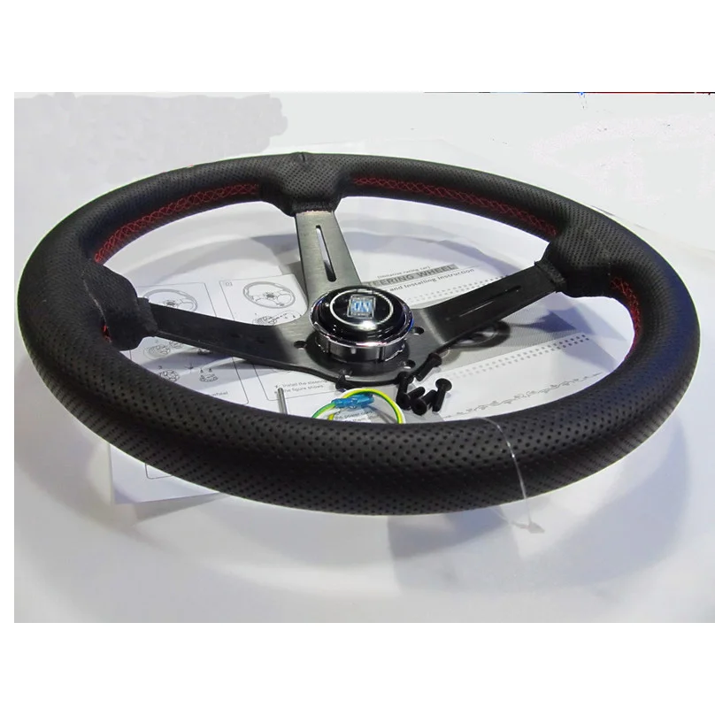 Рулевое колесо ND 350 мм из натуральной кожи гоночный дрейфующий тюнинг рулевое