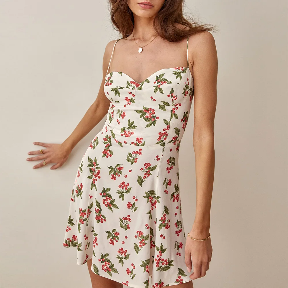 Платья для женщин вечернее сексуальное платье милый вишневый принт пляжное