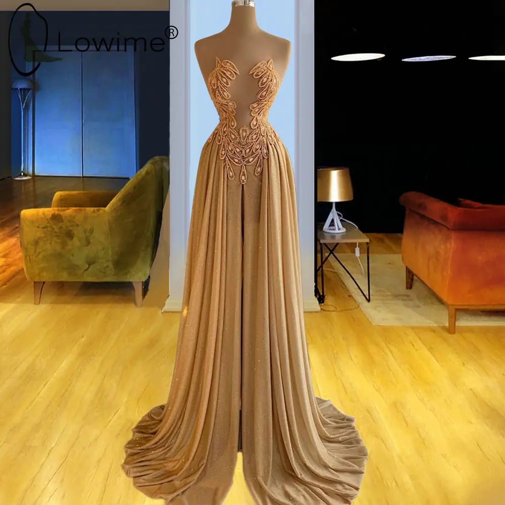 

Женское длинное вечернее платье Lowime, цвета шампанского, ТРАПЕЦИЕВИДНОЕ ПЛАТЬЕ с бисером и иллюзией, элегантное платье для свадебной вечери...