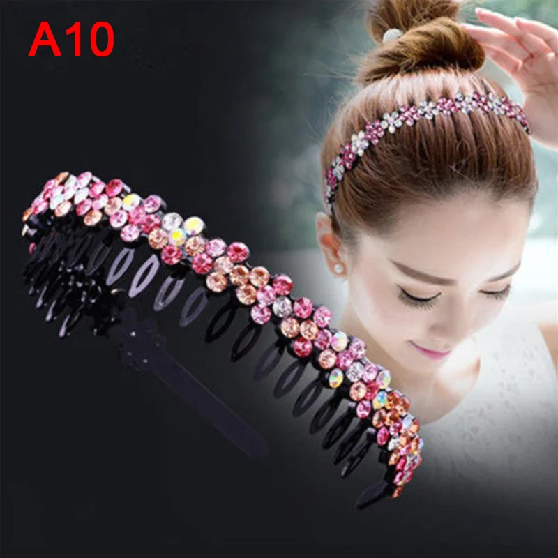 1PCS Hairband Bezel Headband Metal Double Bangs Rhinestone Hair Accessories Men Women Sports Band Hoop Top |