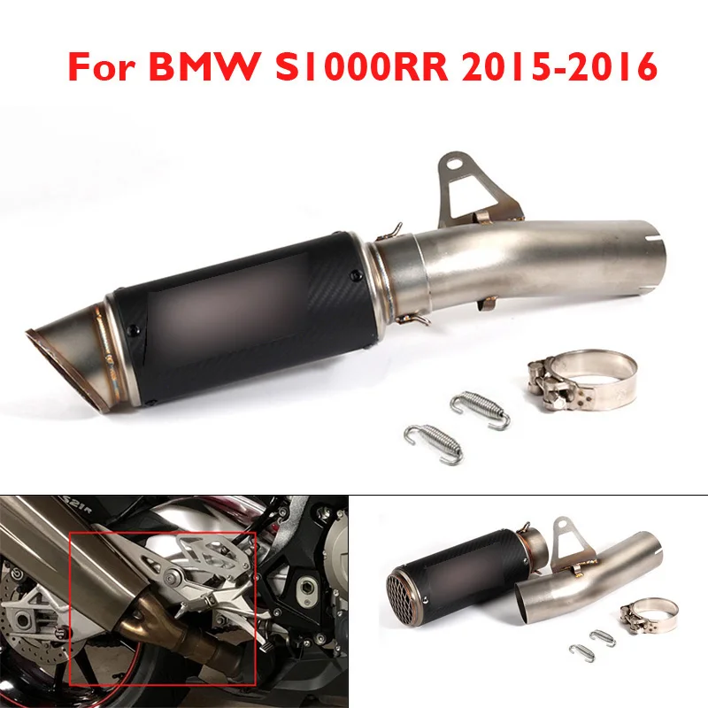 

Motorcycle Exhaust System Slip on S1000RR Middle Mid Link Tube Connector Pipe Muffler Tip Silencer for BMW S1000RR 2015 2016