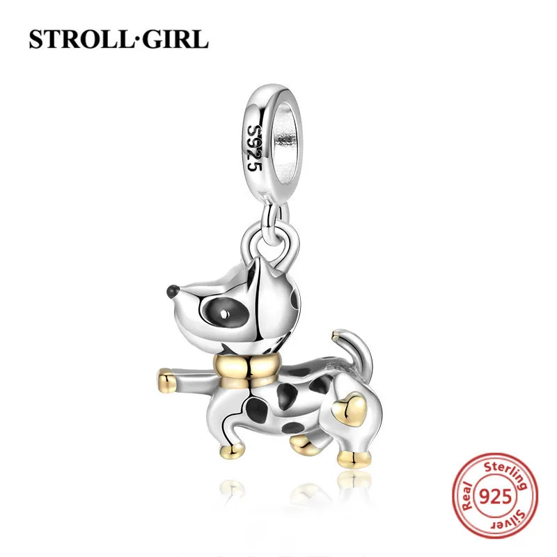 100% 925 Серебряный Бисер для рукоделия Собака Щенок Подвески животных Коллекция