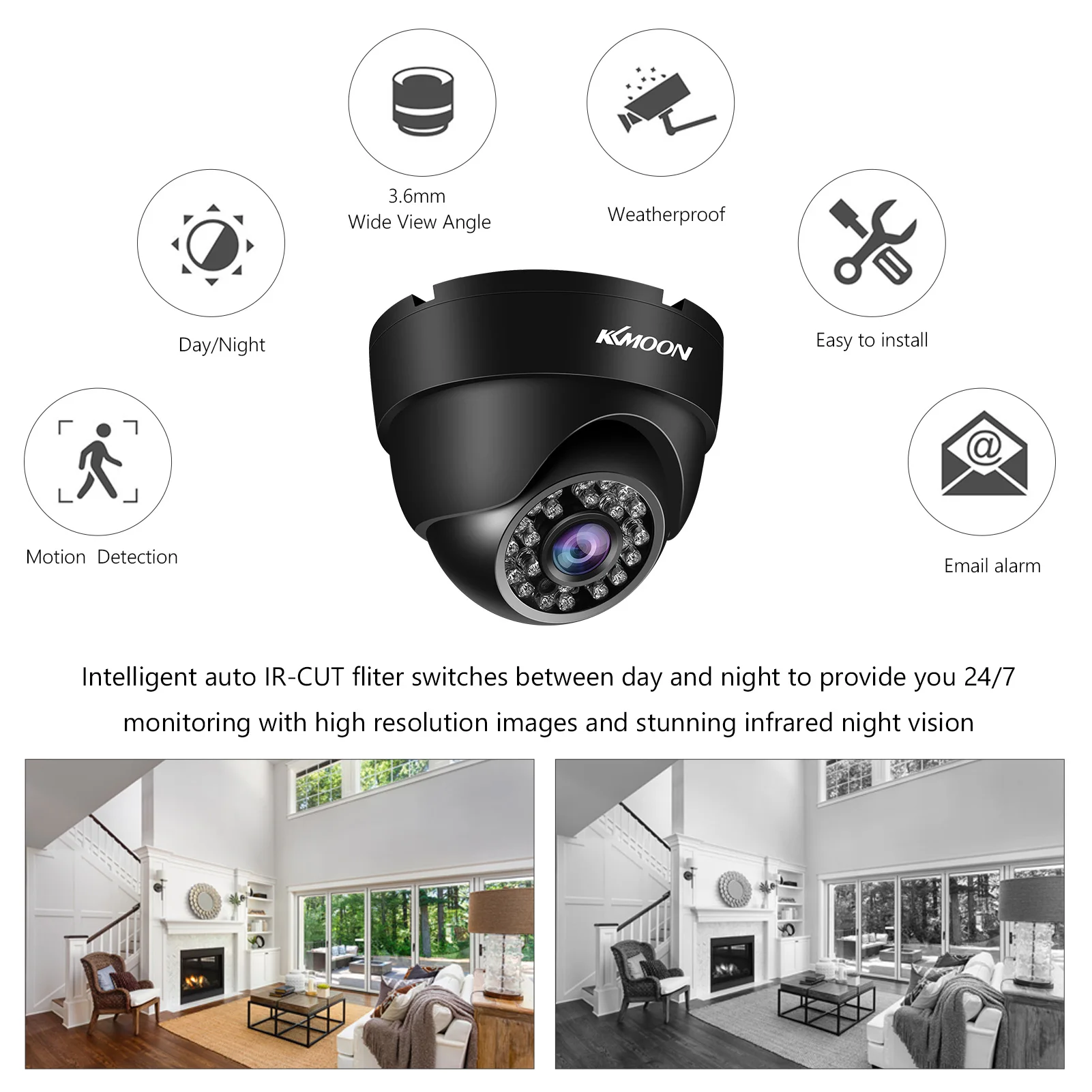 

1080P Full HD Security Camera 2MP Surveillance AHD Camera Outdoor Weatherproof,Infrared Night Vision,Motion Detection,NTSC