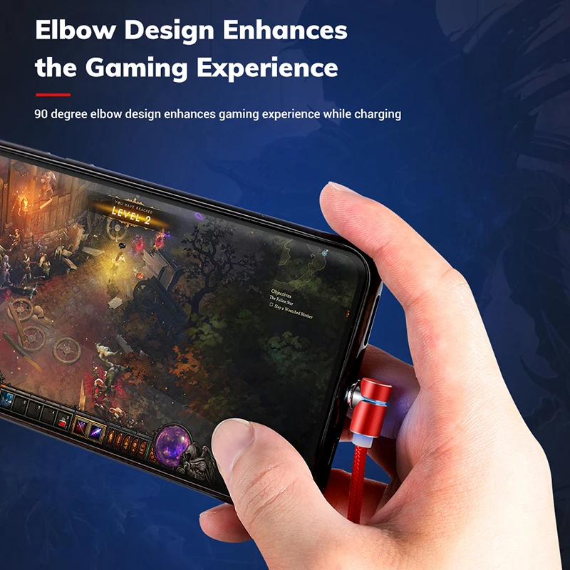 Магнитный светодиодный usb кабель TOPK для быстрой зарядки USB Type C и Micro Samsung Xiaomi iPhone 11 X