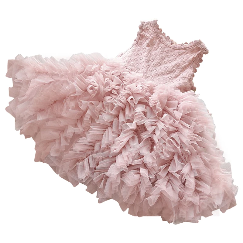 Petal Lace Dress Children Clothing Fluffy Cake Smash Dresses Ball Gown Princess Kids for Girls Vestidos 3-8T | Детская одежда и