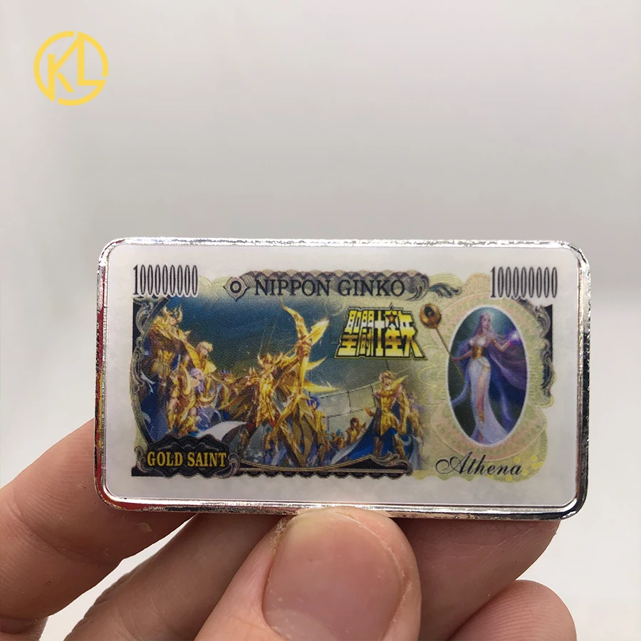 50X12 Дизайнов счастливая японская аниме Saint Seiya Yen банкнота Серебряная панель для