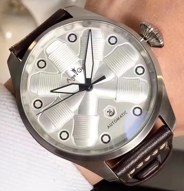 

Classic New Men Automatic Mechanical Pilot Navy Limited Stainless Steel Sapphire Silver Grey Black White Leather Date Watch