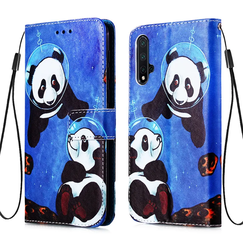 Чехол с отделением для карт huawei Nova 5 / Pro чехол ярким рисунком животных кошелек Honor