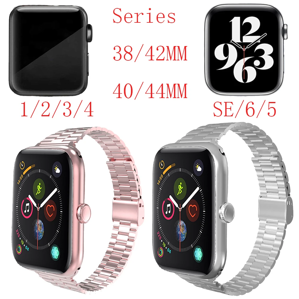 

Suitable Women Apple Watch 7/SE/6/5/4/3/2/1Slimming stainless steel band strap metal buckle wristband Series38/40/42/44/41/45MM