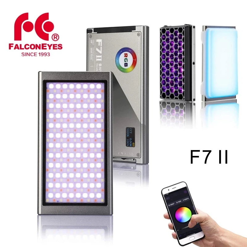 

Подсветка Falcon Eyes F7 II RGB для видеокамеры, 12 Вт, управление через приложение, магнитная светодиодная заполнясветодиодный лампа с режимами созд...