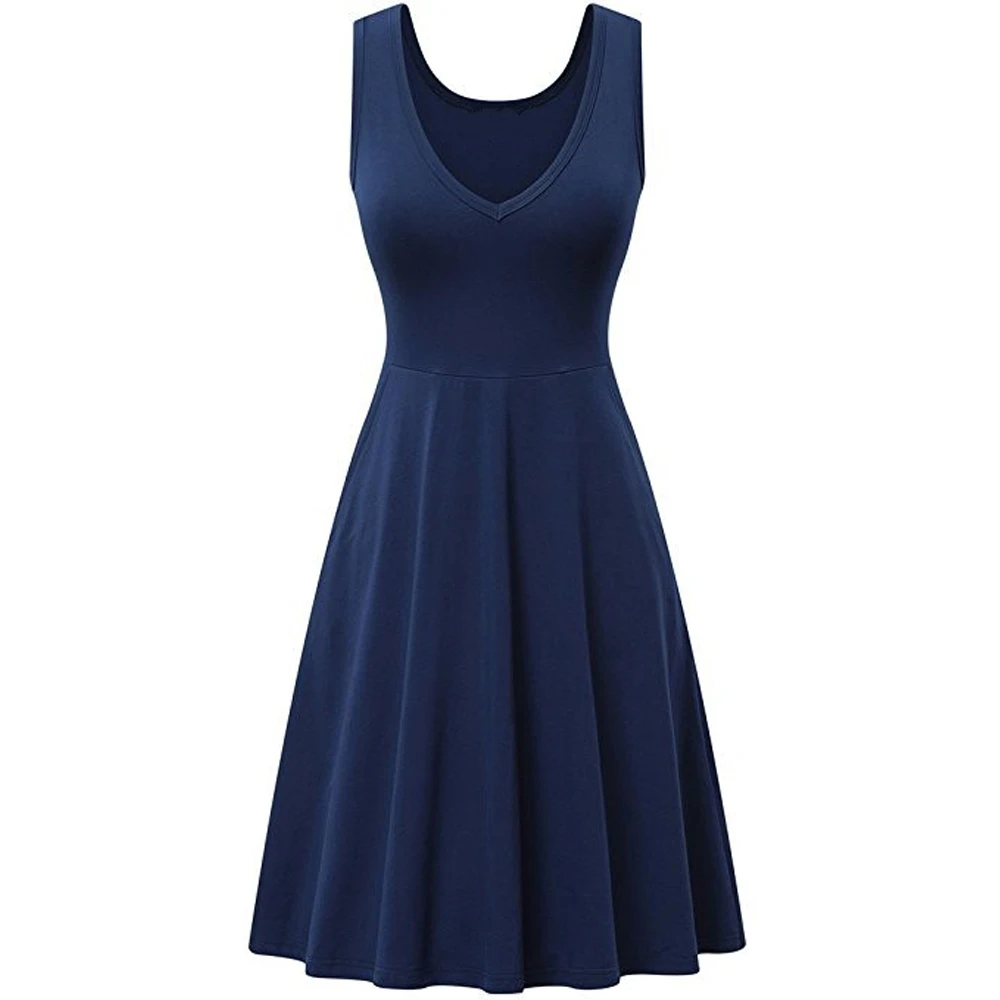 Женское плиссированное платье Casul летнее однотонное без рукавов с v-образным