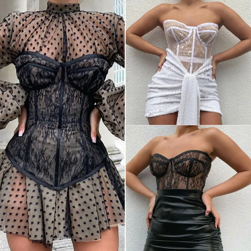 Женская кружевная блузка с открытыми плечами прозрачный сетчатый топ рубашка