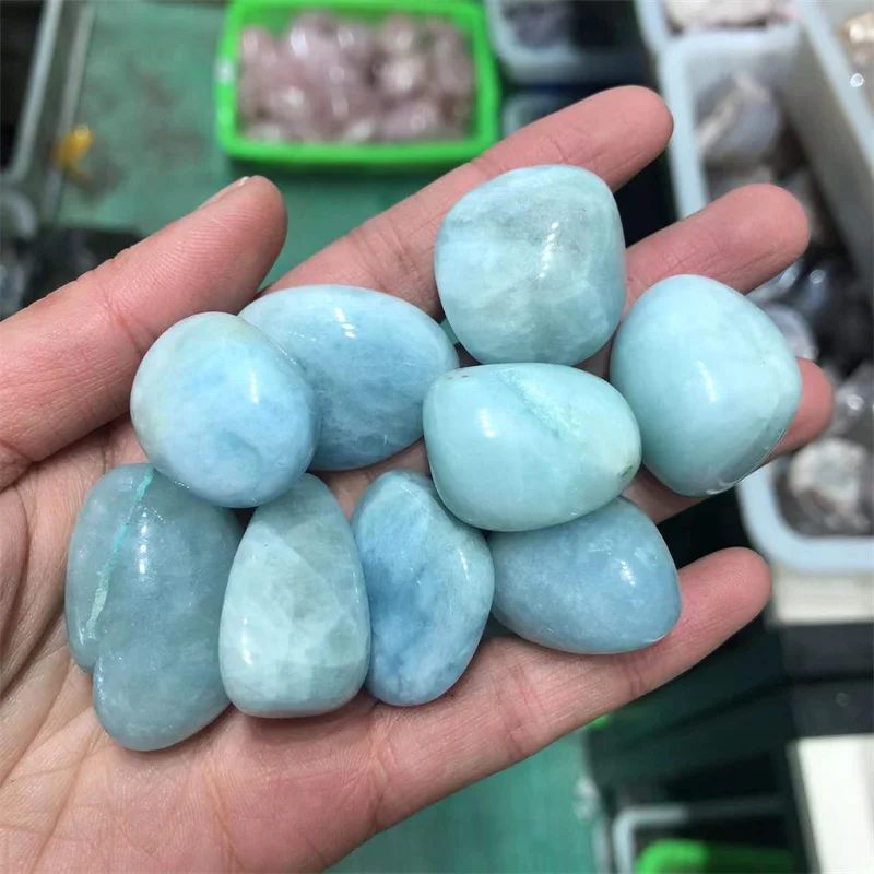 

Aquamarine Tumbled Stones Natural Polished Quartz Crystal Healing Gemstones Reiki Home Decoration