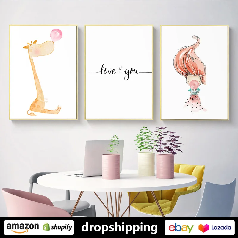 

ART ZONE Cute Cartoon Animal Character Modern Poster prints Wall Art Canvas posters Artwork Bedroom Living Room Home Kid Decor