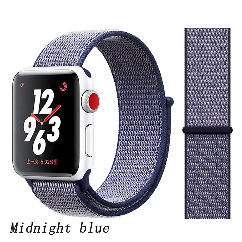 Midnight blue Ремешок для apple watch 5 4 band correa apple watch 42 мм 44 мм 38 мм 40 мм iwatch series 5 4 3 2 1 нейлоновый браслет pulseira - Цвет ремешка: Midnight blue