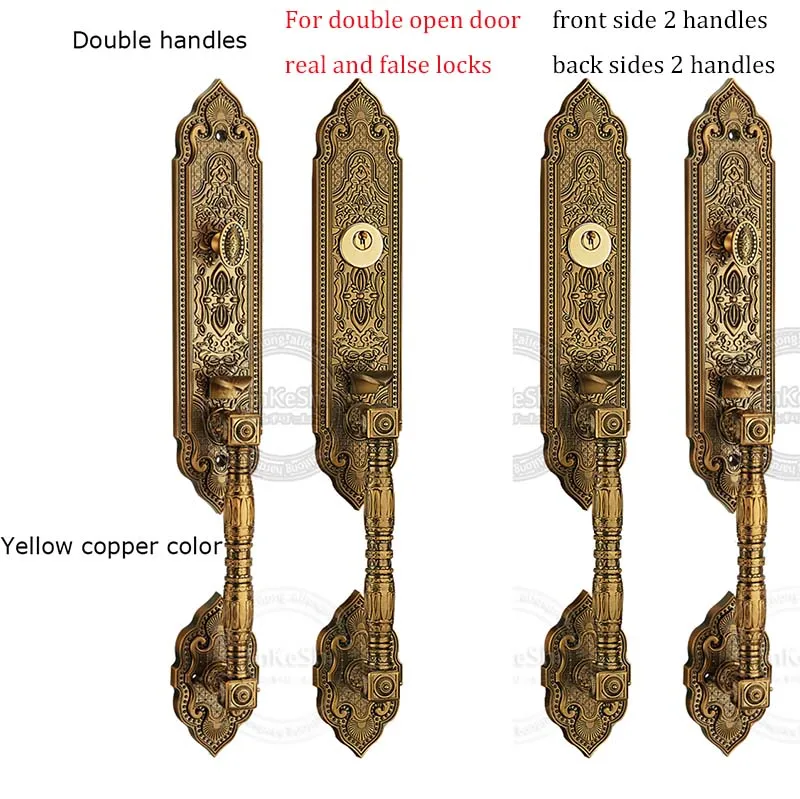 double door 4 handle Европейский стиль дверной кодовый замок ворота на даче замок деревянный на входную дверь замок истинный и ложный двойной дверной замок s - Цвет: double door 4 handle