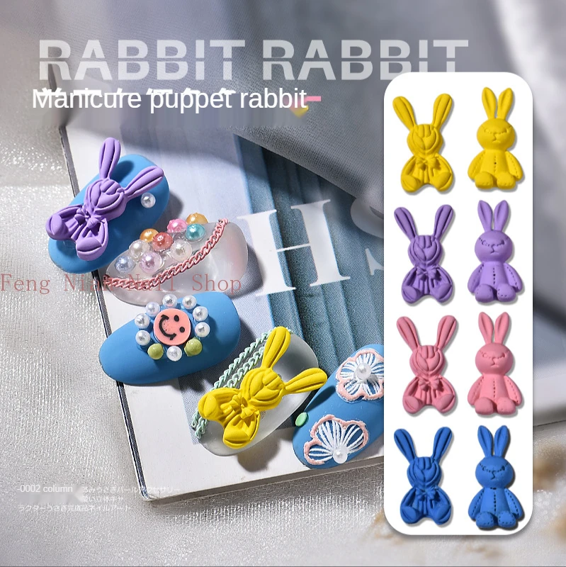 

6pcs nail art DIY jewelry cute metal rabbit high quality nail art accessories decorative rhinestones