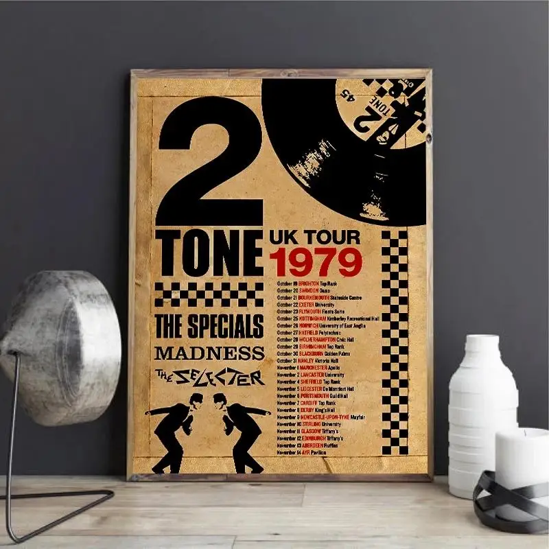 

Vintage Poster Disc TWO TONE Madness The Specials 1979 UK Tour Canvas Painting Art Print Retro Wall Picture Home Decoration