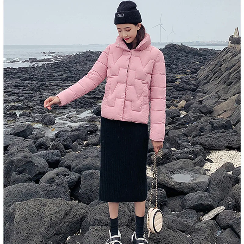 

Women winter short jacket Thick warm stand collar short parkas coat Soft winter jackets Casual sintepon outwear coat Y97