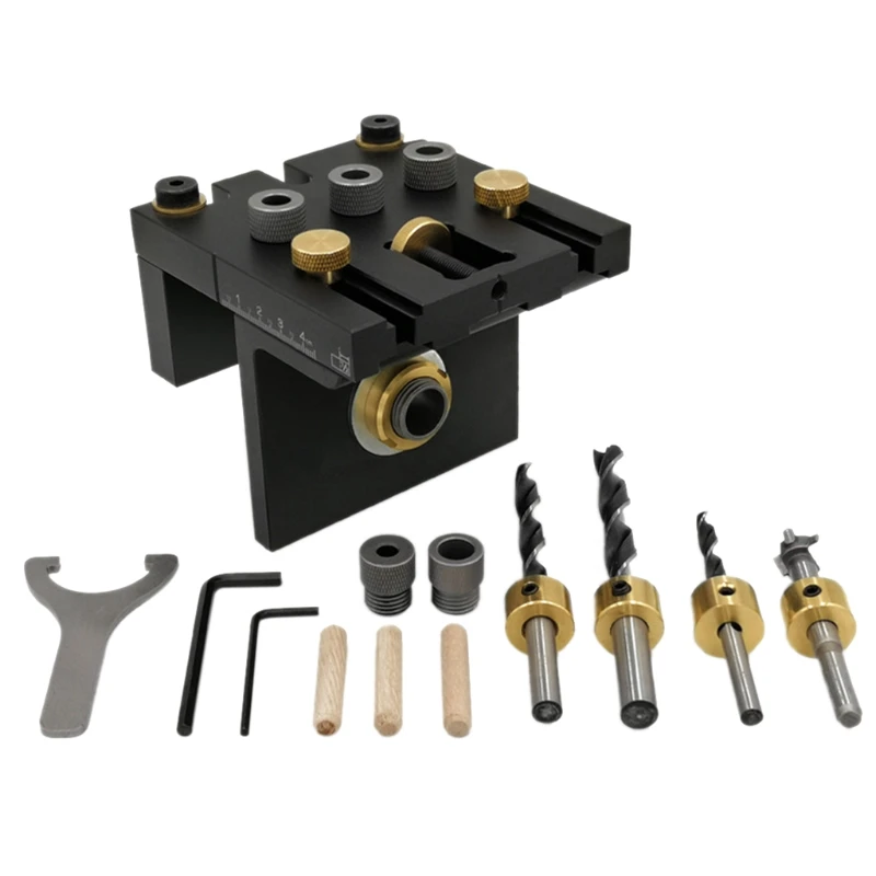 

Doweling Jig Kit 3 in 1 Practical Positioning Clip Woodworking DIY Drill Locator