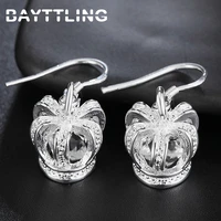 bayttling cz zircon earrings silver color 27mm crown pendant earrings for women fashion luxury wedding gift jewelry