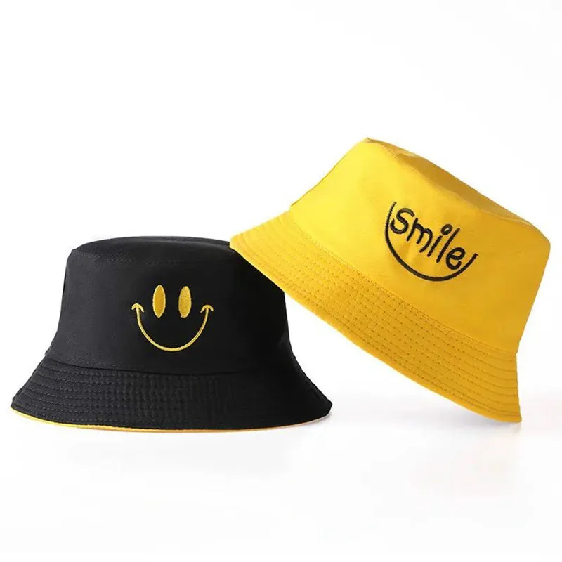 

Summer Parent Bucket Hat Boys Girls Outdoor Panama Kids Cute Smiley Cotton Bob Fisherman Hat Women Travel Fishing Cap Sun Hat