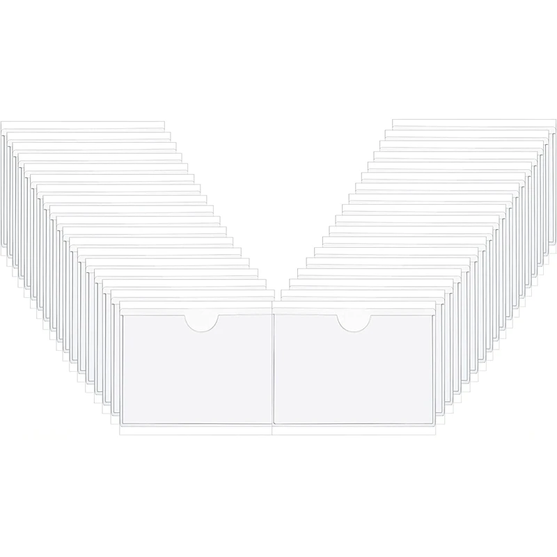

30Pcs Self-Adhesive Index Card Holder with Top Open Business Card Organizer Label Holder Library Card Pockets 9.5X13.5cm