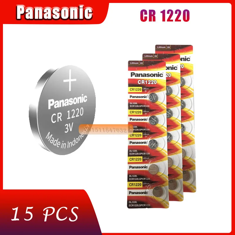 15 кнопочных элементов Panasonic CR1220 батарейки автомобильный пульт дистанционного