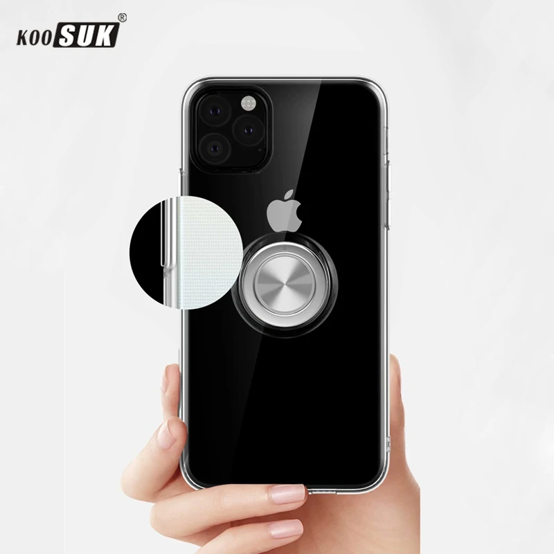 Чехол для iPhone XS Max чехол 11 Pro прозрачный мягкий силиконовый из ТПУ с кольцом X 6 6s 7 8